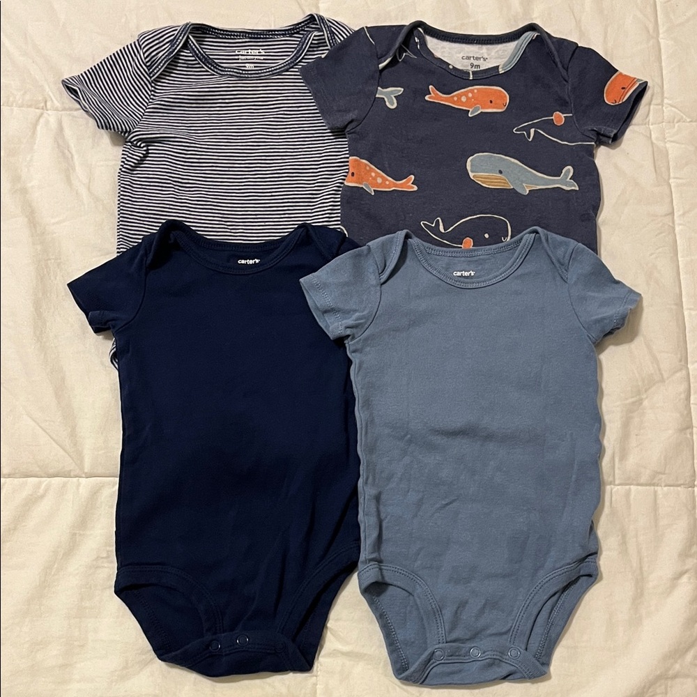 Carter's Blue Cotton Bodysuits - 4